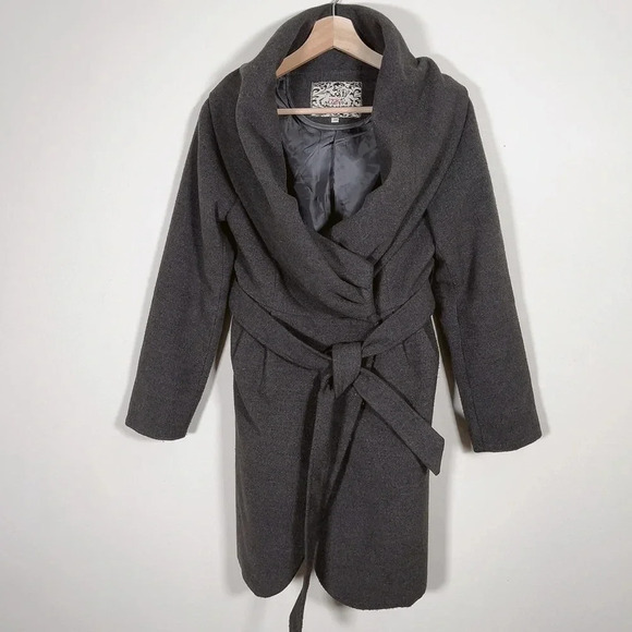 PINK MARTINI |  GREY BELTED COAT - Picture 1 of 12